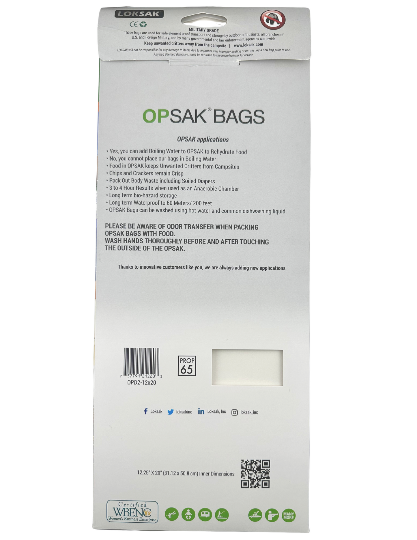 Odor Proof Bag | Bear Barrier Tested | 12x20" 2 Pack | OPSAK