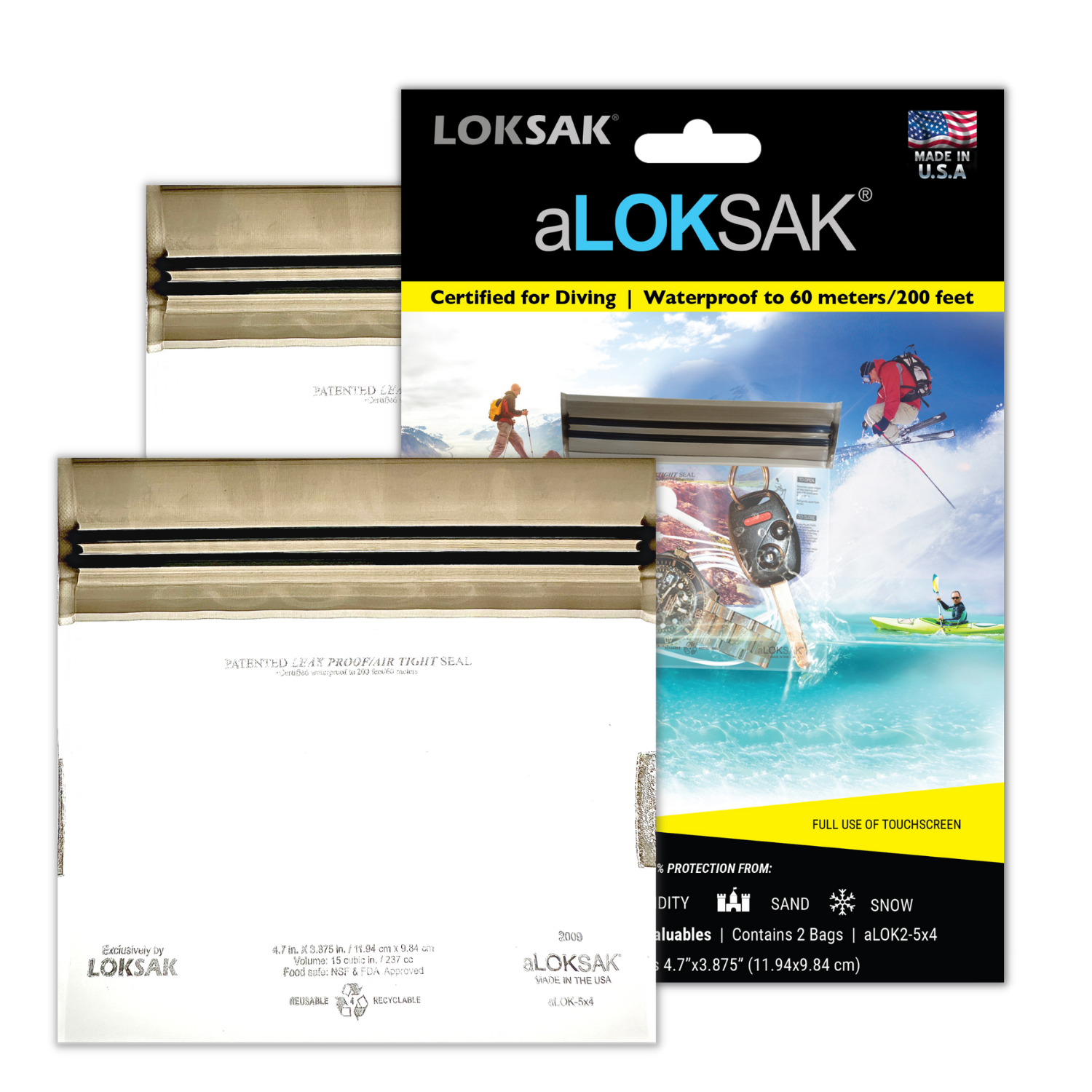 aLOKSAK Waterproof Bag 5x4 Inch (2 Pack) | LOKSAK