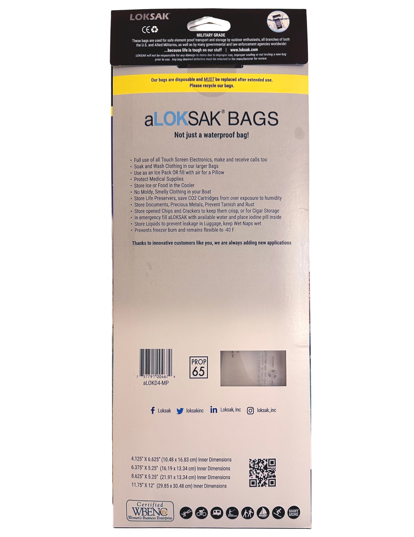 Waterproof Bag Set - Medium Sizes | Certified 200ft | 4 Pack | aLOKSAK
