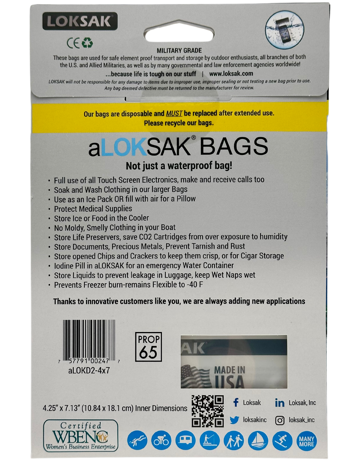 Waterproof Bag for Phone & Wallet | Certified 200ft | 4x7" 2 Pack | aLOKSAK