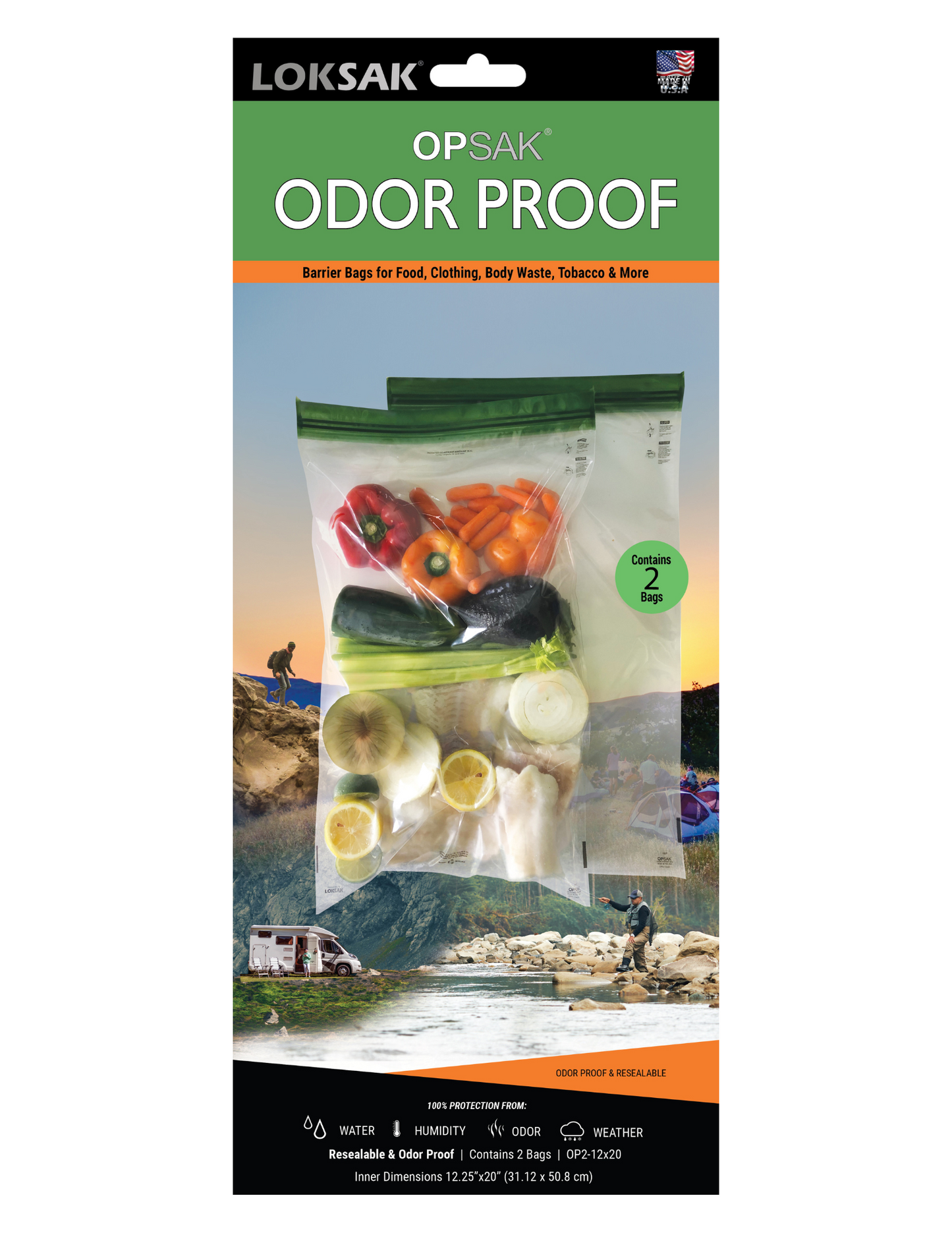 Odor Proof Bag 12x20 Inch Airtight 2 Pack | OPSAK LOKSAK