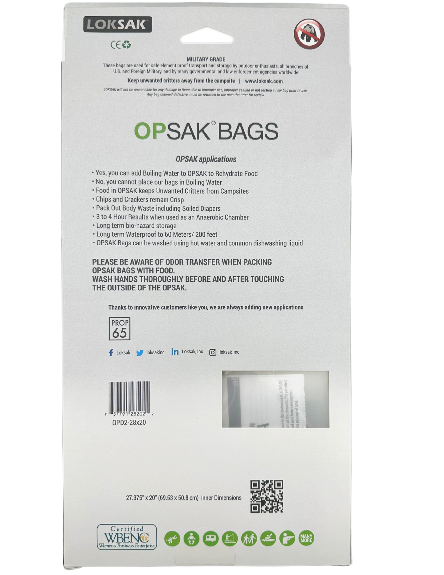 Odor Proof Bag 28x20 Inch Extra Large 2 Pack | OPSAK LOKSAK