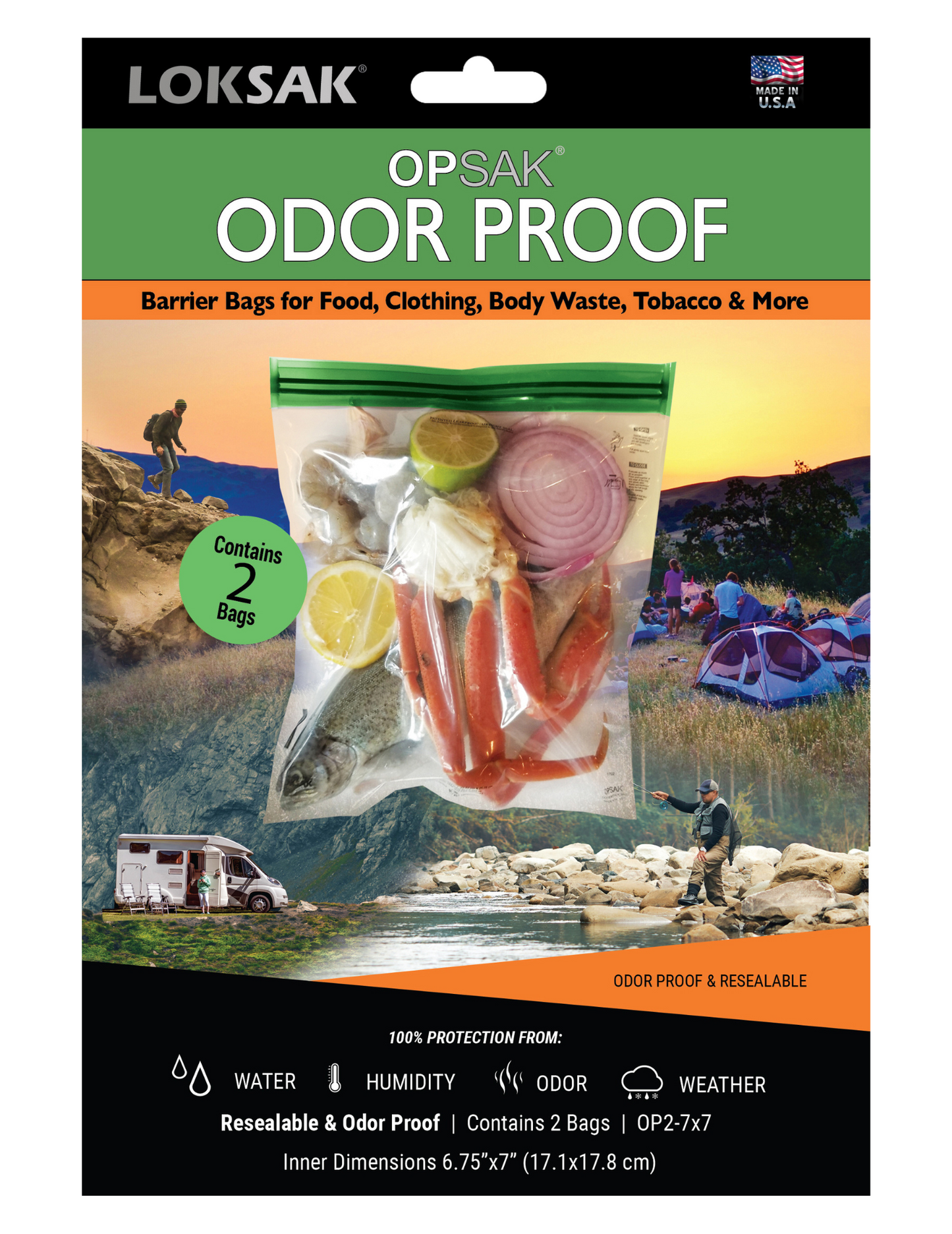 Odor Proof Bag 7x7 Inch Airtight 2 Pack | OPSAK LOKSAK