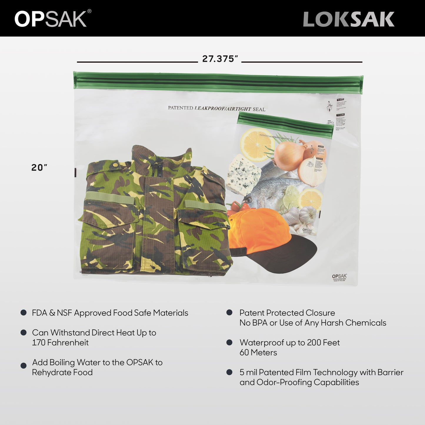 Odor Proof Bag 28x20 Inch Extra Large 2 Pack | OPSAK LOKSAK
