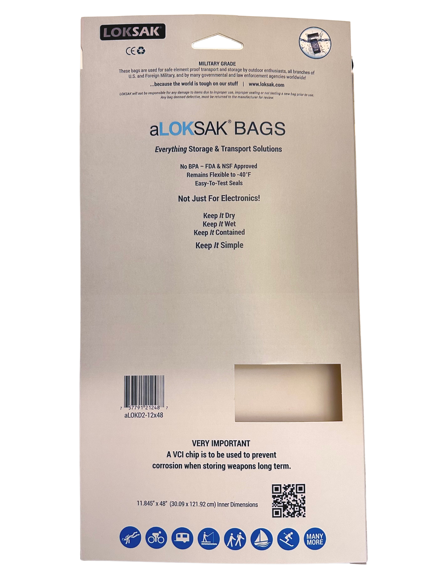 Waterproof Rifle & Long Gear Bag | Certified 200ft | 12x48" 2 Pack | aLOKSAK