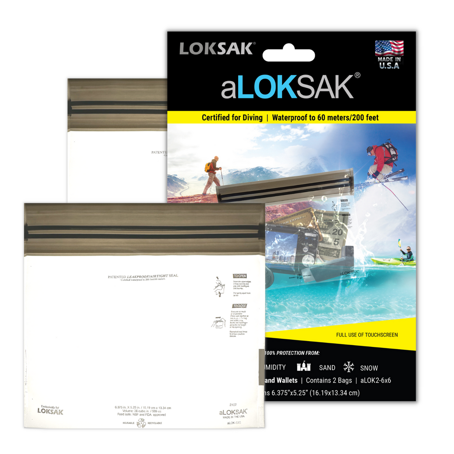 Waterproof Dry Bag 6x6 Inch 2 Pack | aLOKSAK LOKSAK