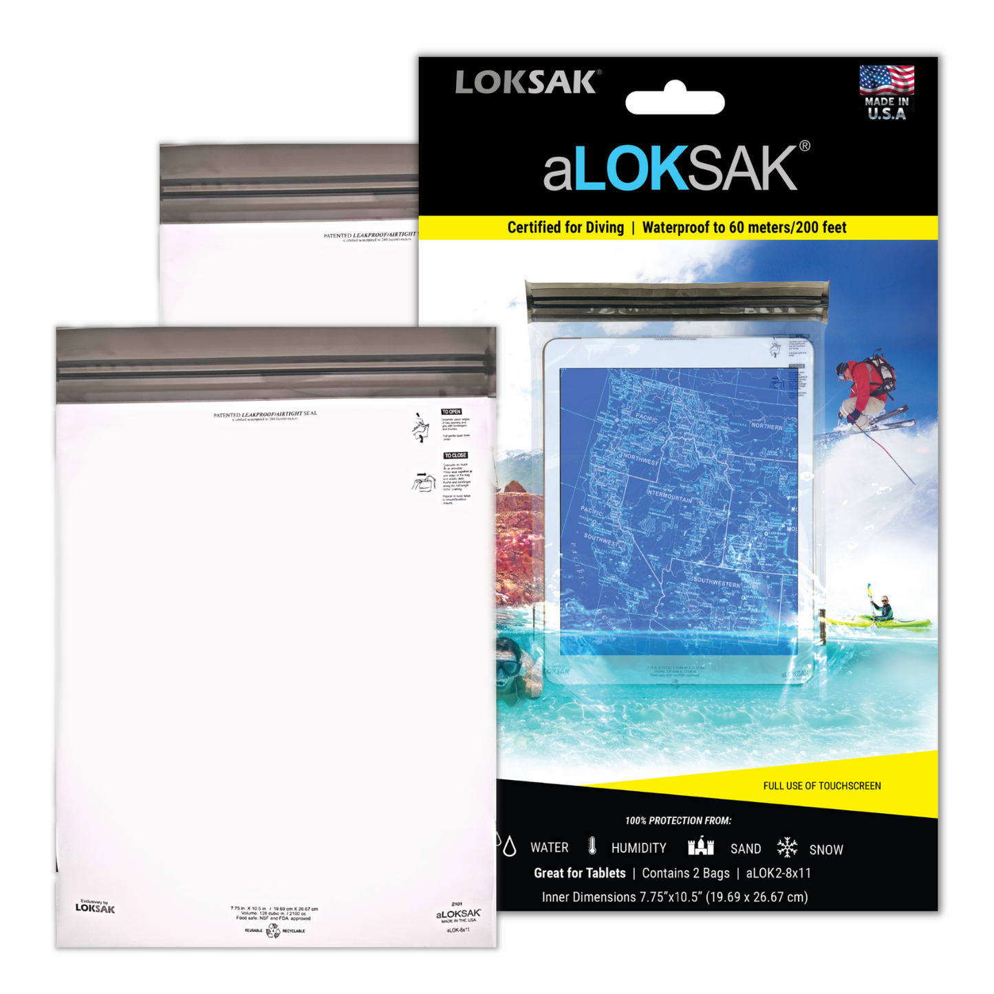 Waterproof Dry Bag 8x11 Inch 2 Pack | aLOKSAK LOKSAK