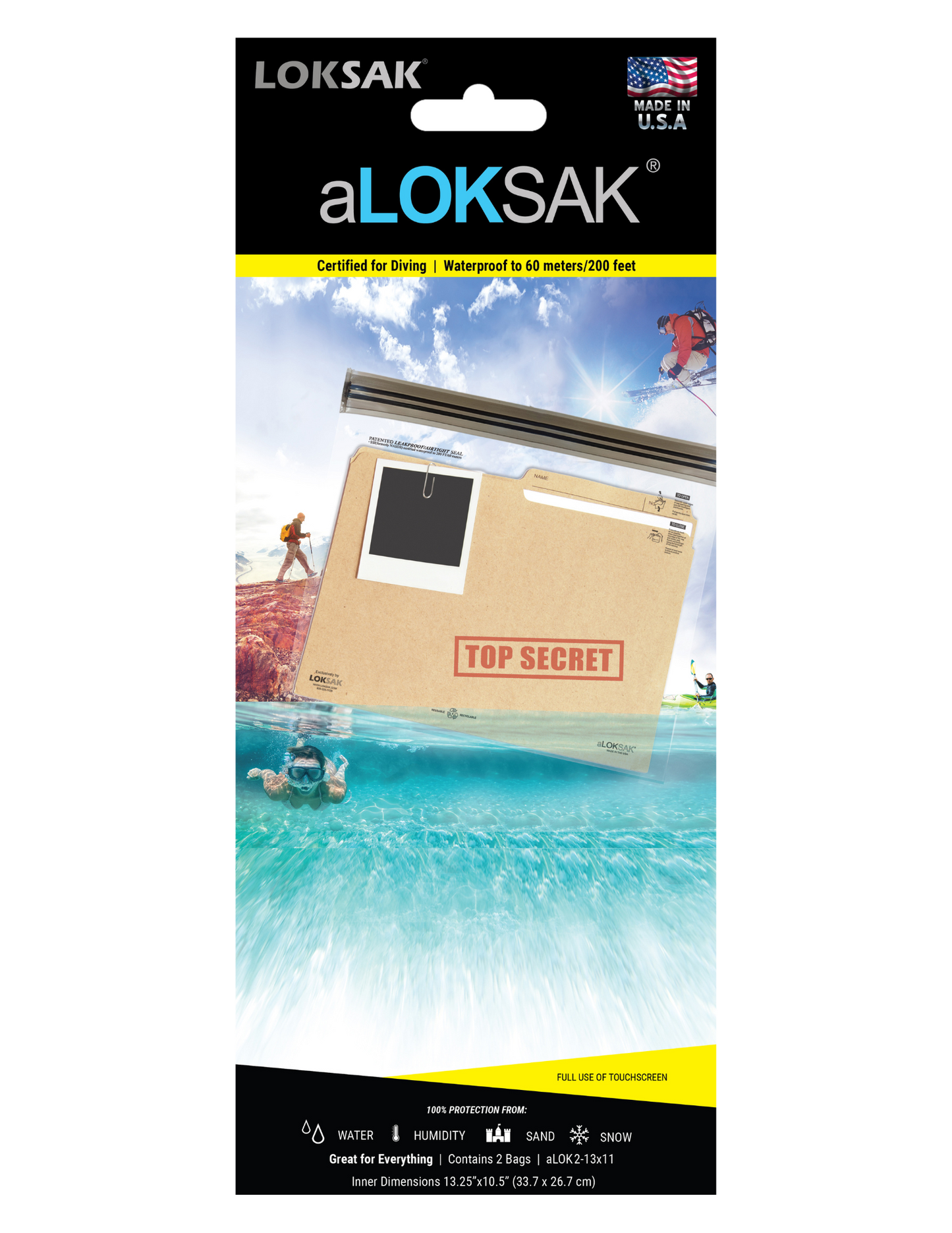 Waterproof Dry Bag 13x11 Inch 2 Pack | aLOKSAK LOKSAK