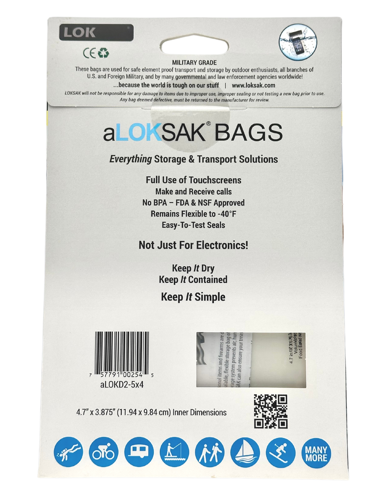 Waterproof Dry Bag 5x4 Inch 2 Pack | aLOKSAK LOKSAK