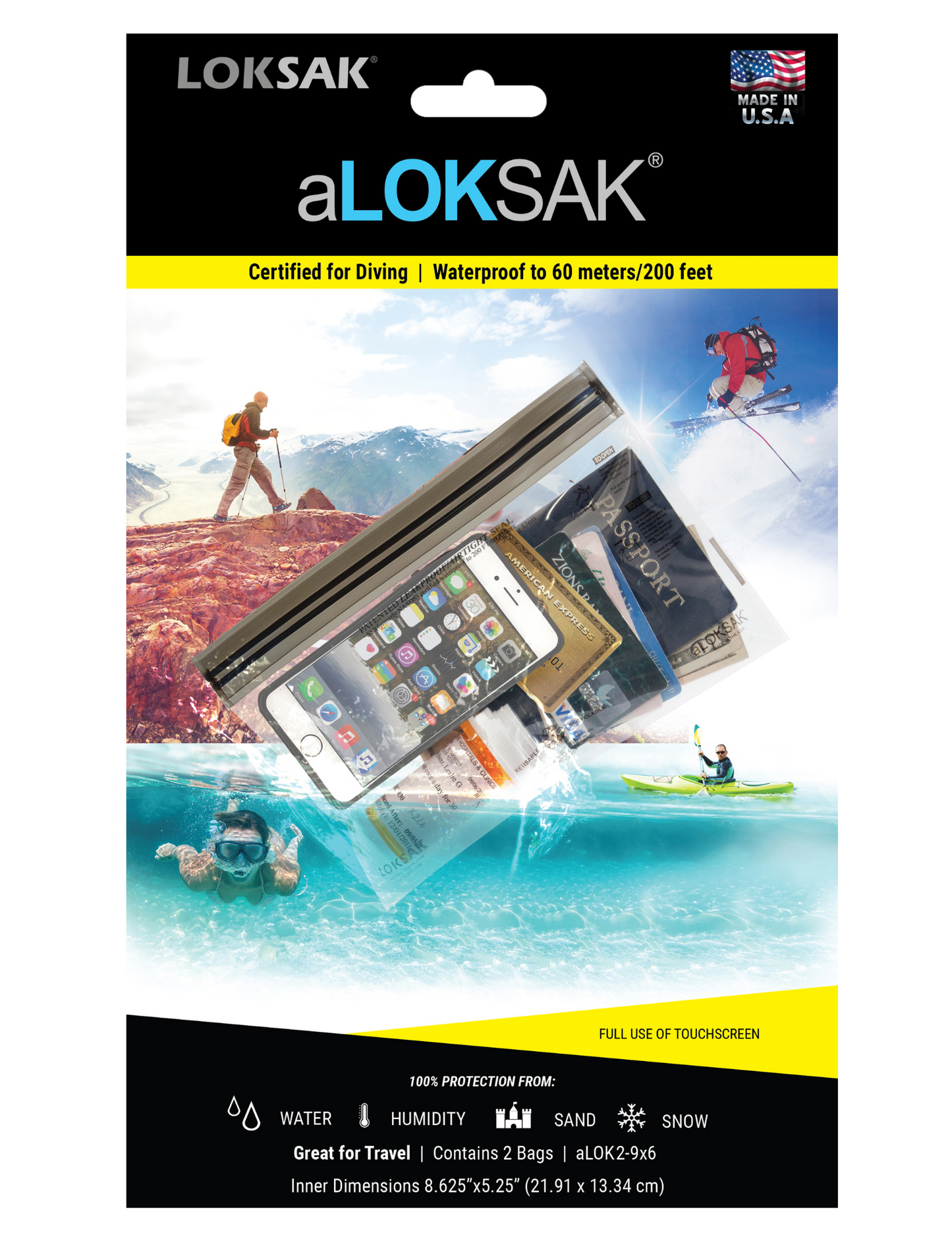 Waterproof Dry Bag 9x6 Inch TSA Approved 2 Pack | aLOKSAK LOKSAK