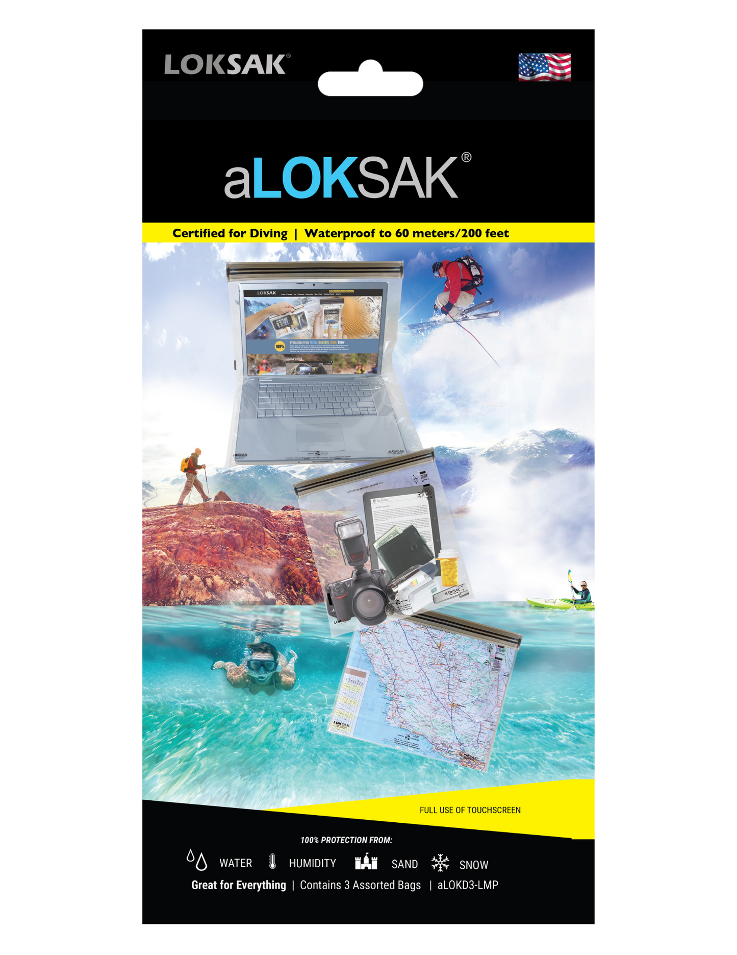 Waterproof Bag Set - Large Sizes | Certified 200ft | 3 Pack | aLOKSAK