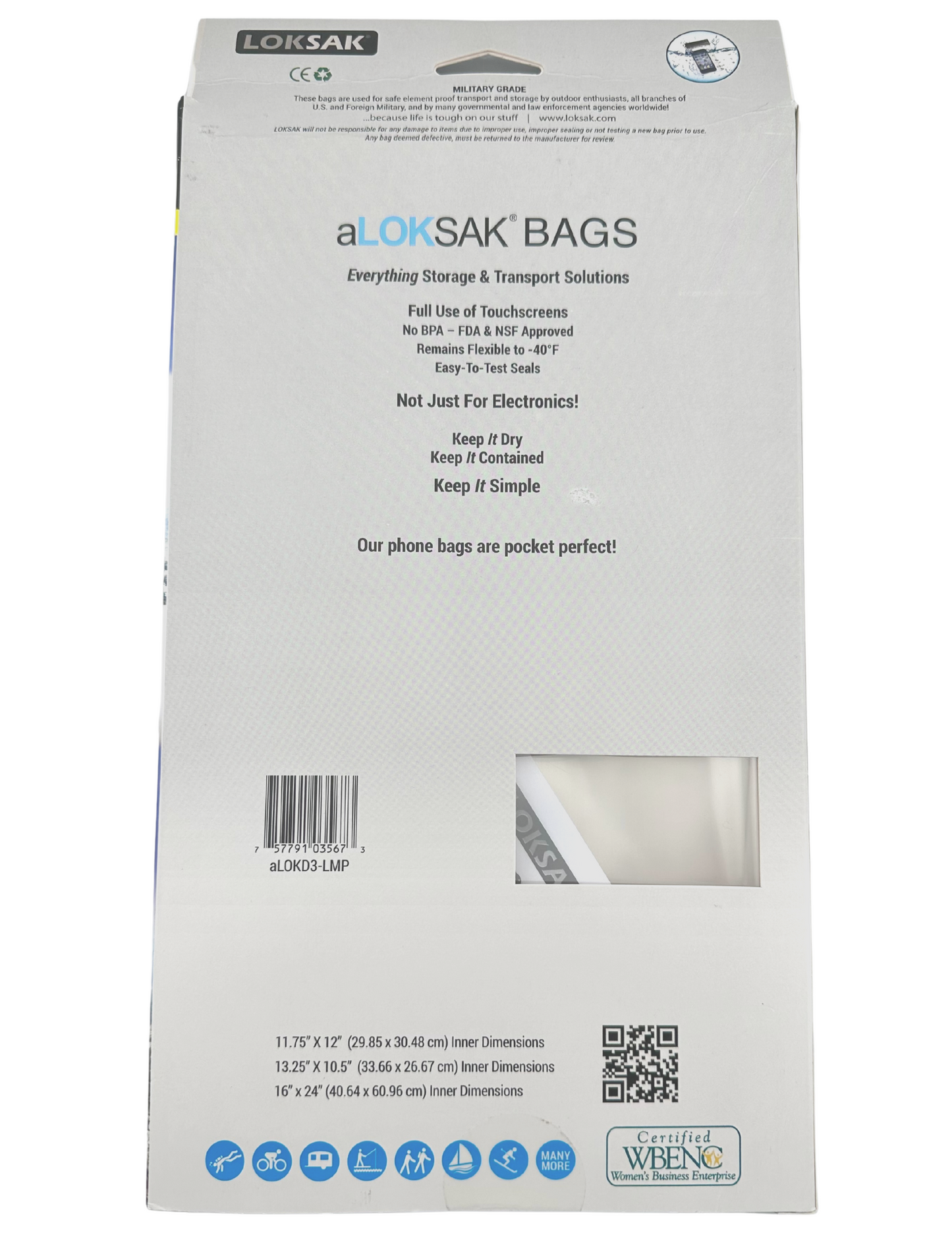 Waterproof Bag Set - Large Sizes | Certified 200ft | 3 Pack | aLOKSAK