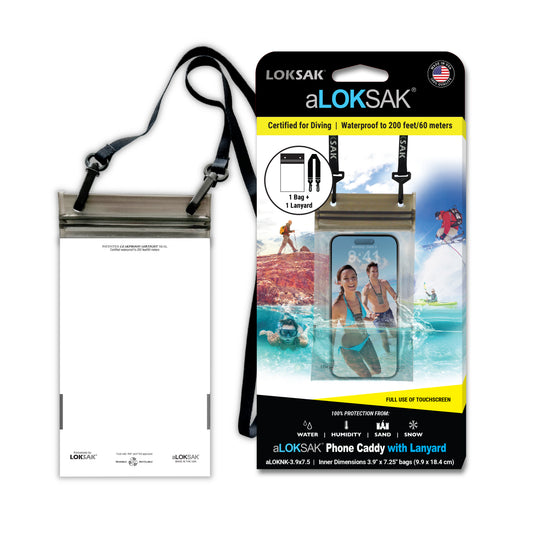 Waterproof Phone Bag with Lanyard | Certified 200ft | 3.9x7.5" | aLOKSAK®