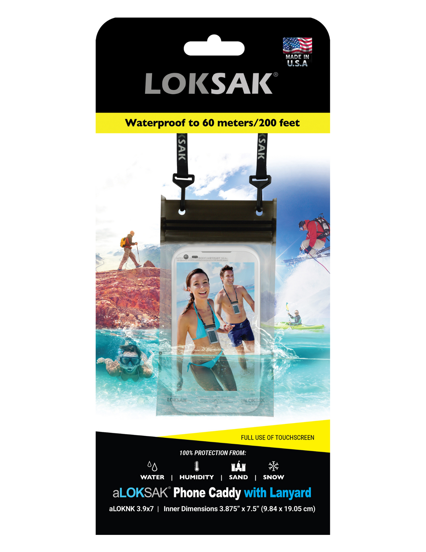 Waterproof Phone Bag with Lanyard | Certified 200ft | 3.9x7.5" | aLOKSAK